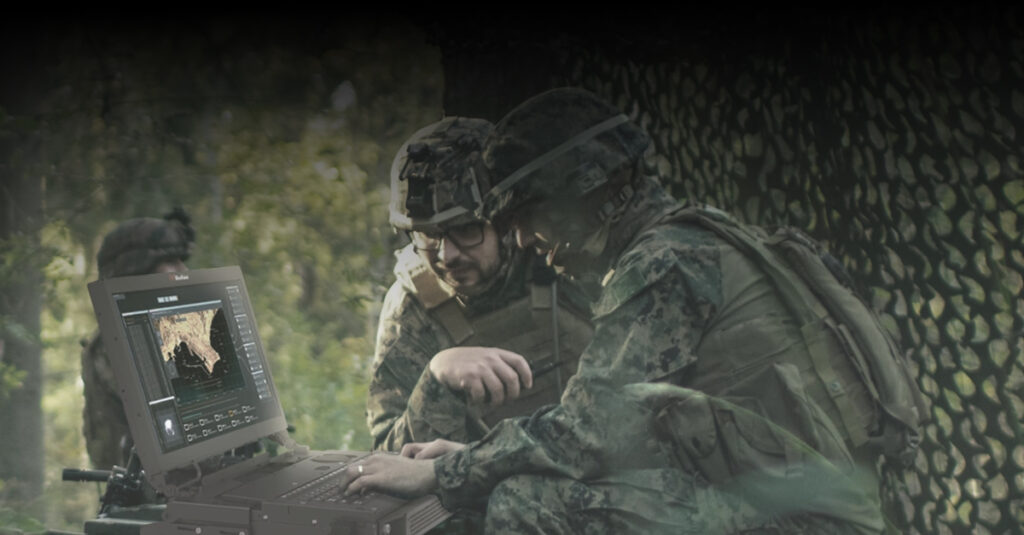 Uniformed Men Using MaxVision Portable Workstation MiniPac