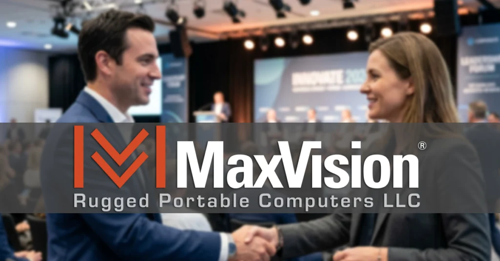 MaxVision industry memberships — conference scene with partner logos and handshake representing collaboration and professional affiliations.
