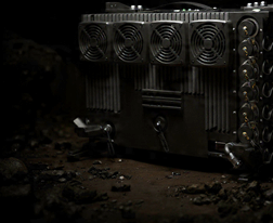 SWaP-C optimized ruggedized computing chassis with quad cooling fans and reinforced I/O panel, deployed in field conditions.