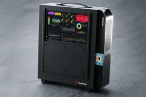 Tactical edge server in MIL-STD transit case with front display for AI and deployable compute operations