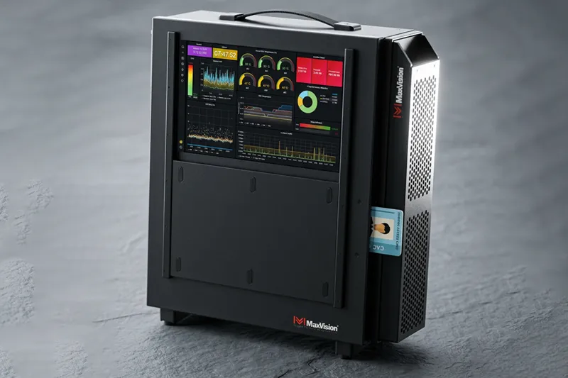 Tactical edge server in MIL-STD transit case with front display for AI and deployable compute operations