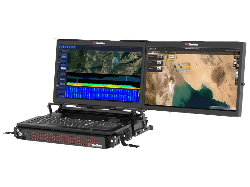 minipac™ 8001cp rugged portable workstation 4 MaxVision MiniPac CP configured with dual high-bright operational screens