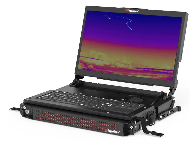minipac™ 8001cp rugged portable workstation 3 MaxVision MiniPac CP configured with a single high-bright operational screen