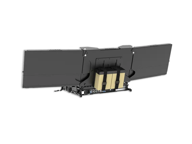 minipac™ 8001cp rugged portable workstation 7 Rear battery mount configuration featuring dual BB-2590 batteries on the MiniPac CP workstation